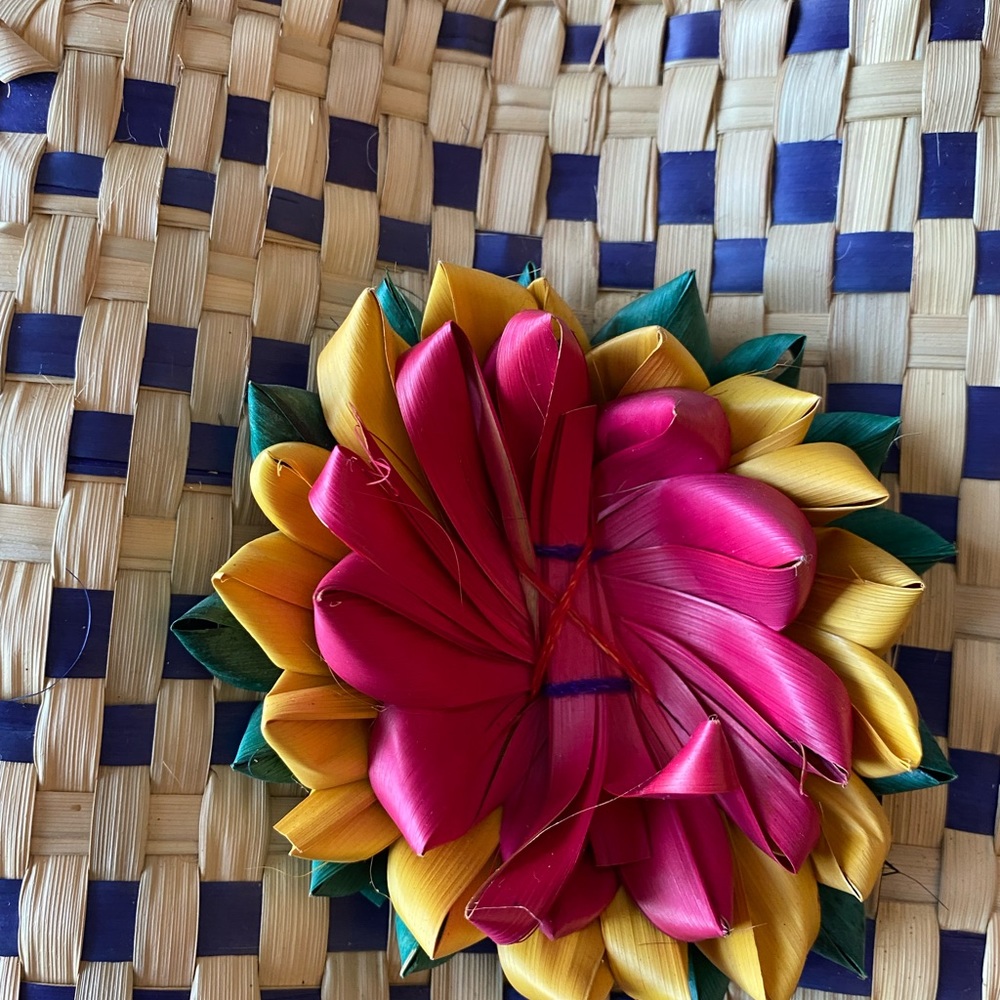BEAUTIFUL Oaxaca Handmade Straw Tote Purse Made in Mexico with Flower detail - Picture 6 of 10